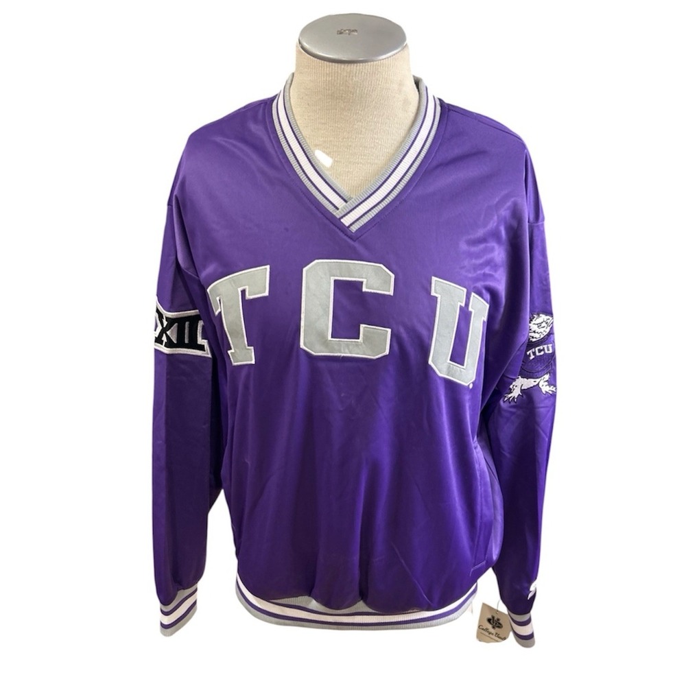 Starter Men TCU Big 12 Pullover Jacket M Purple NCAA Horned Frogs Football